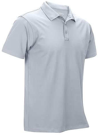 33,000ft Herren Poloshirt Golf Shirt UPF50+ Sonnenschutz Sommer Kurzarm Tshirts Schnelltrocknend Performance Sportshirt Outdoor Einfarbige Poloshirts für Männer zum Golfen Tennis Eisengrau L