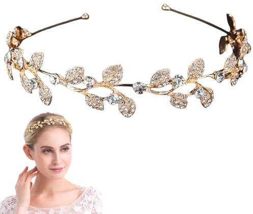 FAIRYGATE Haarschmuck Damen Strass Haarreif Kopfschmuck Gold Braut Stirnbänder Kristall Haarreifen Tiara Haarbänder FüR Partys Hochzeiten 4614