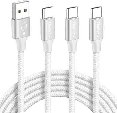 USB C Charger Cable 3Pack [1M+2M+3M], USB to USB C Cable Fast Charging Nylon Braided Type C Lead for iPhone 16 15 Pro Max/Plus/16E, for Samsung Galaxy S25 S24 S20 A54 A16 A14 A15, Pixel 9, PS5