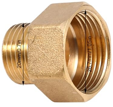 HWGING 20mm to 15mm Reducer - 7x7x3 Brass Water Pipe Hex Bushing Adapter with 1/2 Male and 3/4 Female Threads