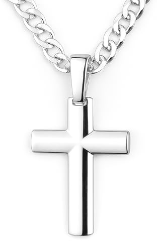 STERLL Herren Silber Hals-Kette Sterling-Silber 925 mit Kreuzanhänger Geschenk für Freund