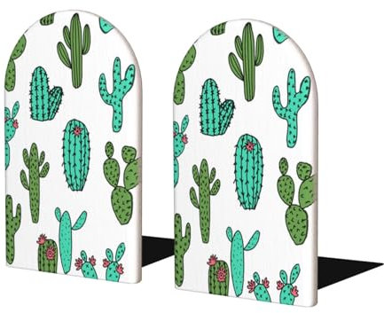 Cactus Cactus Conception De Cactus, Lot de 2 Serre-Livres étagère drôle Bois Bouchon de Livre Serre-Livres Support de Livre et Support