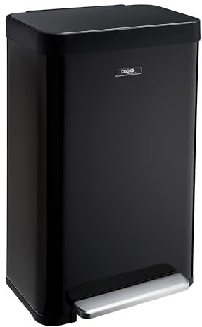 Cooks Professional XL Pedal Bin 65L | Wide Single Pedal Operation | Soft Close Lid | Removable Inner | Single Compartment | Black