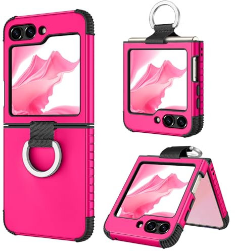 DUEDUE Coque pour Samsung Galaxy Z Flip 6, Coque de Protection Rigide TPU Anti-Chute 2 en 1 Anti-Chute Antichoc pour Samsung Galaxy Z Flip 6 Violet 5G 6,7'', Rose Fluo