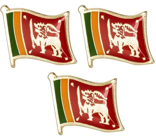 3 X Sri Lanka National Country Flag Lapel Metal Enamel Pin Badge
