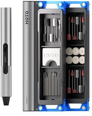HOTO SNAPBLOQ R-A04 Mini Kit de Herramienta Rotativa Inalámbrica, Velocidad Variable de 22000 RPM, Juego de 38 Accesorios para Lijar, Grabar, Perforar, Pulir | Herramienta Eléctrica para Bricolaje