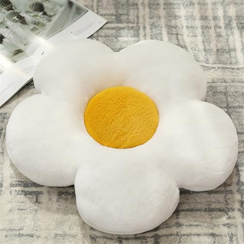 Chickwin Cuscino Fiore, Cuscino Fiori Estetico Simpatico Cuscino in Peluche a Forma di Fiore per Stanza, Camera, Divano Decorativo (35 * 35,Bianco)