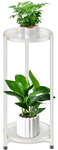 VeyFolzin.st 2 Etagen Metall Pflanzenständer Blumentopfständer, Pflanzenständer für drinnen und draußen, Pflanzenregal Blumenregal Pflanzentreppen für Zimmerecke Wohnzimmer Balkon Terrasse Hof