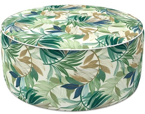 LVTXIII Aufblasbarer Hocker, Ottomane, Fußstütze mit Griff, dekorativer lichtbeständiger Fußhocker, Innen- oder Außenbereich, Pouf für Haus, Garten und Camping, 31 x 31 x 14, Lush Leaf Green