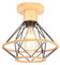 TOKIUS Plafonnier E27 Vintage Lustre Abat-jour en Métal et Corde de Chanvre Ø220mm Suspension Luminaire Industrielle Lampe en Bois Pour Salon Cuisine Chambre (C-P-220MM-1)