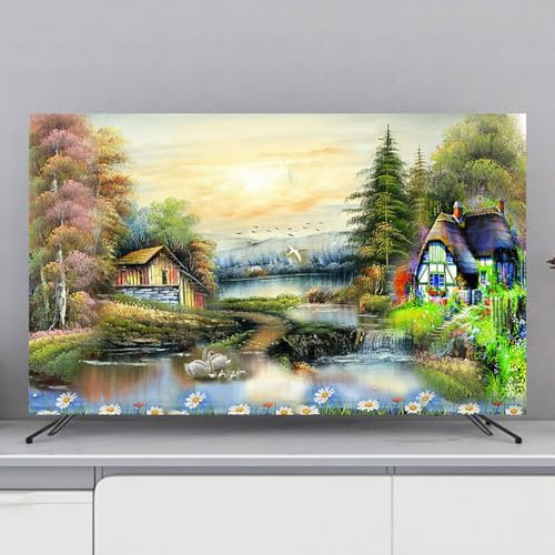 Hixingo Cubierta Antipolvo para TV Universal Funda para Televisor Elástico Protector para Smart TV Cubierta de Televisión Pantalla de Funda para 32 a 80 Pulgadas (58-60,Paisaje 2)