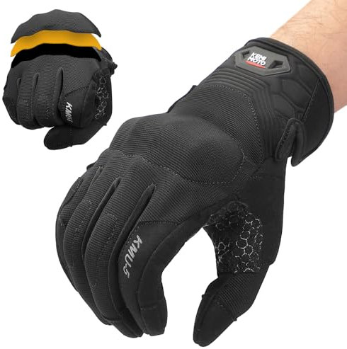 KEMIMOTO Motorrad Handschuhe Herren mit PU-Schaum, Touchscreen Anti-Rutsch Motorradhandschuhe, Sport Handschuhe für Motorradfahren, Rennsport, Radfahren, ATV, UTV, Motocross, Camping und Wandern