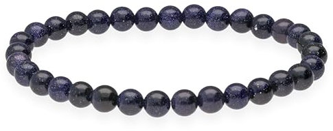 Lebensquelle Plus Kugelarmband | Perlen Armband 6 mm | Hochwertiges Edelsteinarmband | Natur Stein Edelsteinarmband dehnbar (Blaufluss)