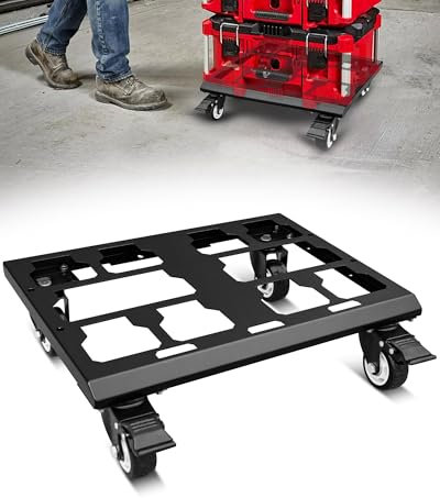 Werkzeugkasten, kompatibel mit Mil.Waukee Packout Werkzeugkästen, verdickter Karbonstahl-Wagen mit feststellbaren Rollen, 90 kg Tragkraft