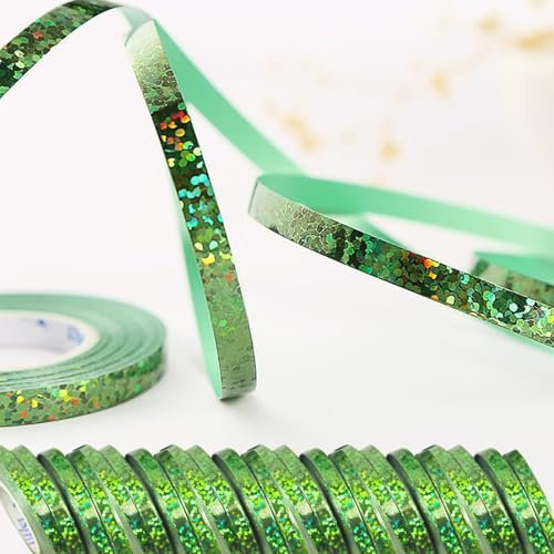 wenweo 240 Meter Luftschlangen Geburtstag, 24 Rollen Luftschlangen Grün mit Leuchtenden Farben können für Geburtstags Deko, Ballonband, Silvester Deko, Hochzeit Deko, Geschenkband