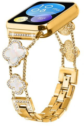 KUTEWEU Metal Strap Compatible with Redmi Watch 5/Redmi Watch 4 Watchband, Slim Bling Aluminium Bracelet Sport Wristband Replacement for Xiaomi Band 9 Pro/Xiaomi Band 8 Pro Smartwatch (Gold)