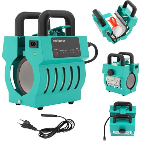 Prensa para tazas, 350 W, 220 V, prensa de sublimación con luces indicadoras, ajuste de temperatura y tiempo, prensa de calor para tazas de 10-11 oz, vasos, vasos de acero inoxidable, tazas de