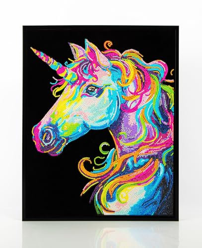 DIAMOND DOTZ 2594358 Original 5D Diamond Painting Set, Neon Einhorn, mit Neonfarben und Samt, DIY Diamant Malerei Bilder für Erwachsene und Kinder ab 12 Jahren, Intermediate