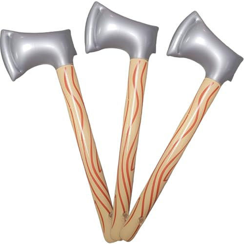 Huraoerrrr 3Pcs Inflatable Axe 23 Inch, Realistic Leakproof PVC Halloween Props for Cosplay Party Favor