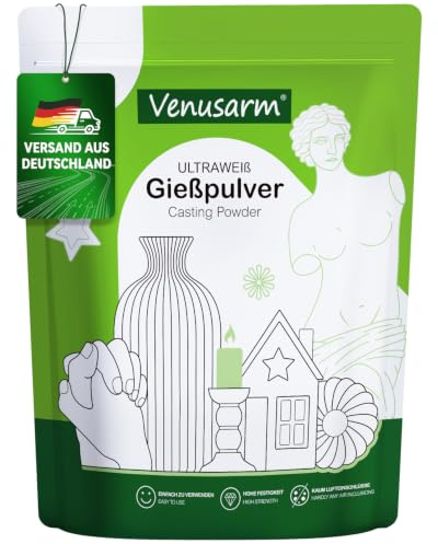 Keramik Gießpulver Weiß 2,4kg, Reliefgießpulver Lufthärtend und Geruchslos | Extraweiß Gips zum Gießen Natürlich, Giesspulver Weiss für Silikonformen Gießformen, Gießmasse Weiß Ultra