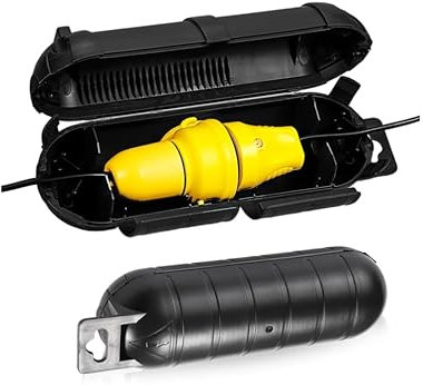Feirdhoo 2 Stück Kabelbox Wasserdicht, IP44 Steckerschutz Aussen Wasserdicht Box, Verdickter Kabelbox Outdoor, Verlängerungskabel Schutzbox für LED-Kette Elektrowerkzeug Rasenmäher (Schwarz)