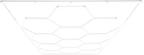 Hexagon LED Lighting 2 x 5 Honeycomb Sets & Border 10 Lights Car Detailing Shop Garage Workshop Gym Showroom Modular White 900 Lumens 6000K Colour Temperature 3 Mount Options & Suspended Ceiling Kit