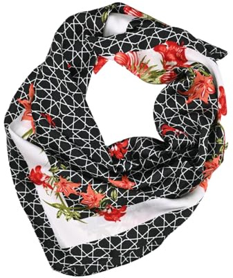 LUMBERJACK Sciarpa Donna Pura Seta, Foulard Fazzoletto da Collo, Fantasia Floreale con Motivo Arabesco, Quadrato 70x70 cm, Con Scatola Regalo