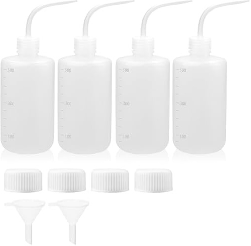 qjuwhua 4 Stück Spritzflasche 500ml Quetschflasche Laborflasche Dosierflasche Squeeze Bottle Flasche aus HDPE Waschflasche Gießflasche für Laborreinigung Pflanzenbewässerung Tattoo Wasch