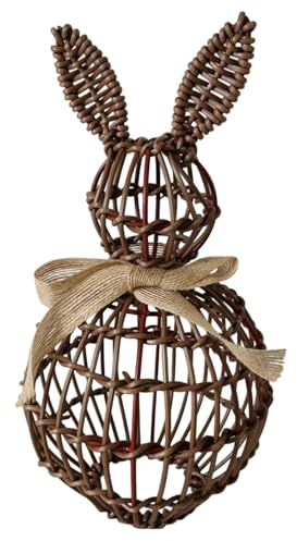 Générique Décorations de Pâques Lapins en Rotin Tissé à la Main – Set de 3 Tailles Différentes, Décoration Rustique pour Jardin, Maison et Fêtes de Pâques, Résistant aux Conditions Extérieures (B)