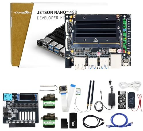 Yahboom Jetson Nano 4GB RAM Openclaw Exp Kit 16GB eMMC Storage | Openclaw Expansion Board,AI Voice Module + IMX219 77° Camera + Acrylic Case+Power Adapter