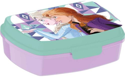 SAFTA | Sandwichera Fiambrera Rectangular Disney Frozen, 17x14x6 cm, Plástico Reutilizable Sin BPA, Cierre con 2 Pestañas, Multicolor, Licencia Oficial, Vuelta al Cole Infantil, Medidas 17x13,3x5,6 cm