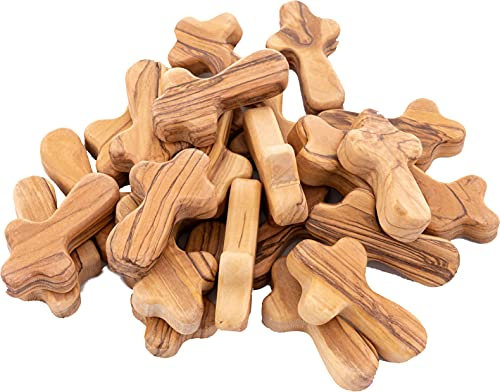 Zuluf Madera de olivo con cruz hecha a mano en Belén, 6L x 2W cm, Madera