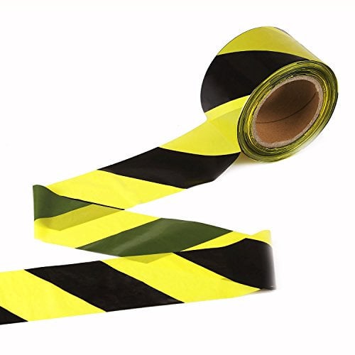 Topsoon Hazard Ruban de Signalisation 70 mm x 200 m Jaune/Noir Non-adhésif