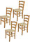 Tommychairs - Set 4 chaises Venice pour Cuisine, Bar et Salle à Manger, Robuste Structure en Bois de hêtre peindré en Couleur chêne et Assise rembourrée et revêtue en Tissu Couleur Chanvre