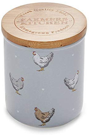 Cooksmart Ceramic Airtight Storage Jars | Storage Jars & Canisters Perfect For Pasta Storage & Rice Storage | Storage Jars With Lids For All Type Of Foods (Farmers Kitchen Blue)