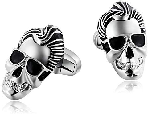 Bishilin Herren Hochzeit Manschettenknöpfe Edelstahl Totenkopf Schädel Hochzeit Manschettenknopf Silber