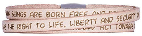GILARDY GHR-BR1RB57 Human Rights Leder-Armband BR1 in der Farbe Baby Rosa mit Gravur der Menschenrechte 57 cm - Medium