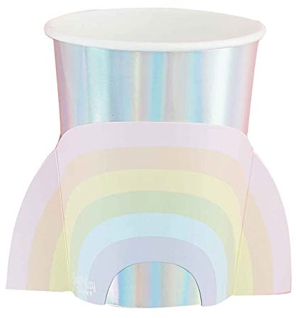 Ginger Ray Rainbow Paper Girls Birthday Party Iridescent Cups 8 Stück