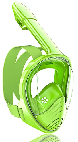 QingSong Kids Snorkel Mask Full Face, Snorkeling Set with Camera Mount, 180 Degree Panoramic View Snorkeling Gear Anti-Fog Anti-Leak