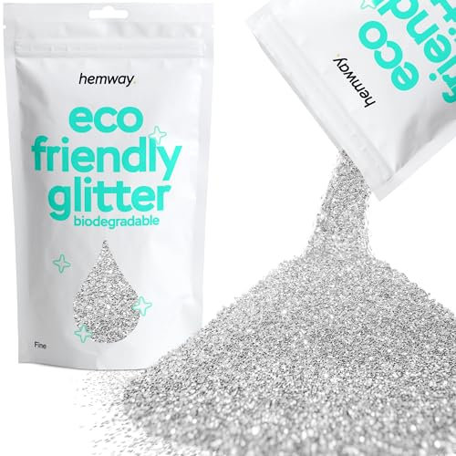Hemway Eco Friendly Biodegradable Glitter 100g / 3,5 Unzen Bio Cosmetic Sicher Sparkle Vegan für das Gesicht, Lidschatten, Körper, Haar, Nagel und Festival Make-Up, Craft - 1/64 0,015 0,4mm - Silber