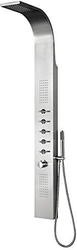 Milano Niagara Thermostatic Shower Tower Panel Rainfall Waterblade Head Body Jets Handset - Chrome