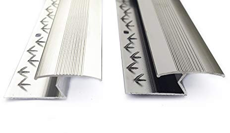Basic Range - Carpet to Tile Threshold Strip - Silver or Grey - Joining Carpets to Laminate, Wood or Tile Flooring - Door Bar Trim by FloorPro (Grey)