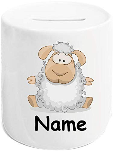 Shirtinstyle Spardose Sparschwein, Motiv Schaf, Kinder Tier Motive Namen Wunschtext