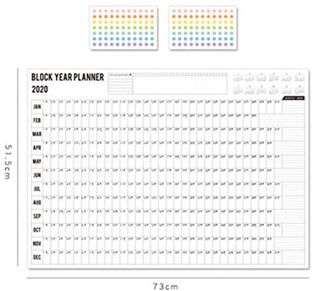 Kalender Kalendarien 2021 jahr wandkalender mit bunten dot aufkleber 365 days lernen zeitplan periodisch planer jahr memo agenda organizer office plan calendar Terminkalender (Color : White)