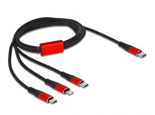 DeLOCK 86711 USB-Kabel, 1 m, USB 2.0, USB C, Micro-USB B, Lightning, Schwarz, Rot