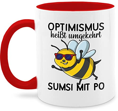 Tasse Tassen 325ml - Statement - Optimismus heißt umgekehrt Sumsi mit Po I Büro Arbeitskollegen - 325 ml - Rot - bienentasse kaffetassen sprüche statements bee kaffeetasse heisst umgedreht