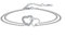 Arrebol Bracciale Cuore Donna Argento Sterling 925 Braccialetto Amore Doppia Catena con Zirconi con Scatola Regalo, Regolabile 16+4cm