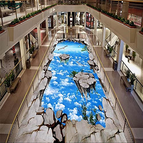 Großer benutzerdefinierter Bodenbelag Bodenriss Gehweg Halle Wohnzimmer Himmel 3D Bodenbelag im Freien Dekoration-150 * 105cm