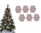 Simply Products Pack of 6-10cm Glitter Hanging Decoration, Snowflakes Christmas Tree Decorations (Rose Gold)