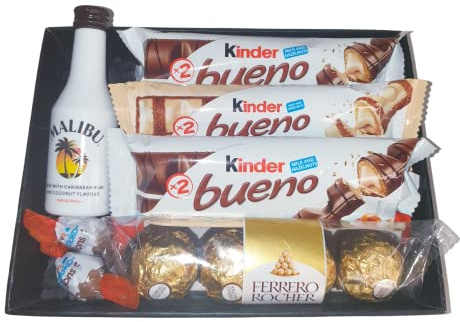 Miniature Rum |Kinder Chocolate Gifts |Mini Rum Gifts | Christmas Gifts | Birthday Gifts | Luxury Gifts| Dark Rum| Spiced Rum| (Malibu Rum)